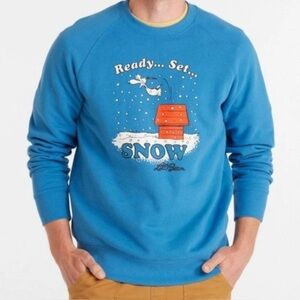 L.L. Bean x Peanuts Ready Set Snow Snoopy Blue Sweatshirt Adult Size Small